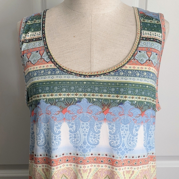 Echo Lounge Sleep Night Dress Chemise Sleeveless Scoop Neck Multicolor L NWT - Picture 2 of 16